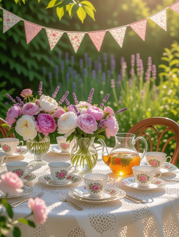 vibrant floral tea arrangements