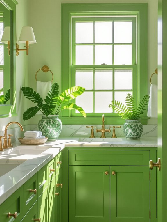 vibrant lime green cabinets