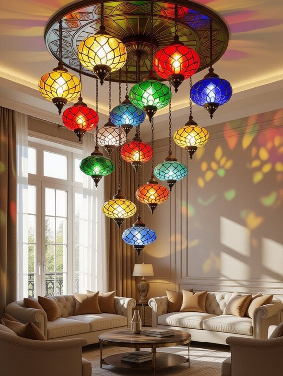 vibrant mosaic ceiling lights