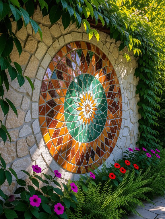 vibrant mosaic stone walls