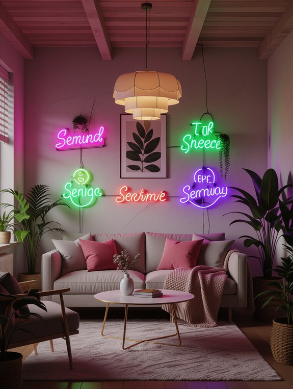 vibrant neon decor accents