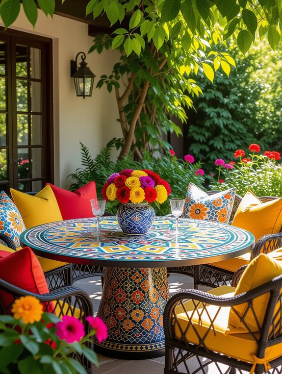 vibrant outdoor mosaic table