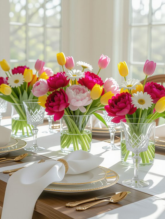 vibrant spring floral centerpiece