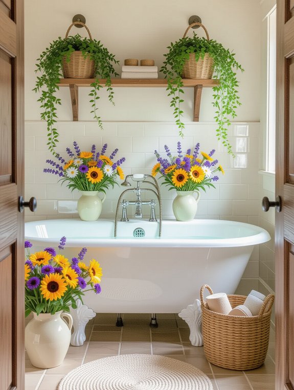 vibrant wildflower bathroom decor