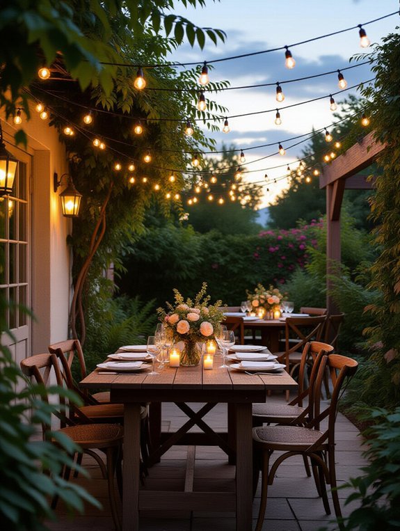 vintage ambiance with fairy lights