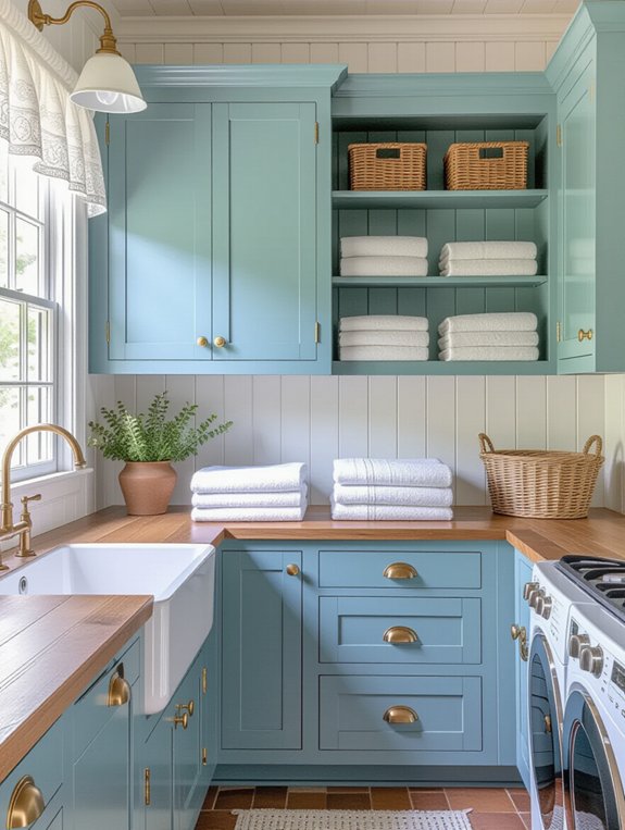 vintage blue cabinets charm