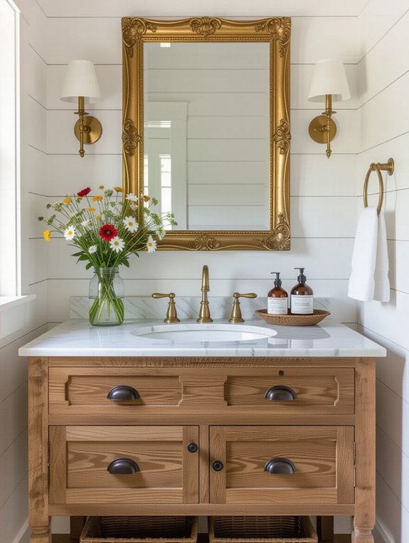 vintage mirror bathroom accents