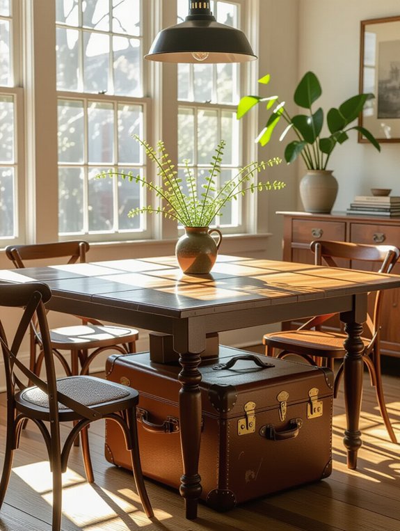 vintage suitcases as legs