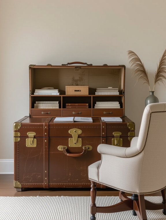vintage trunk office cabinet