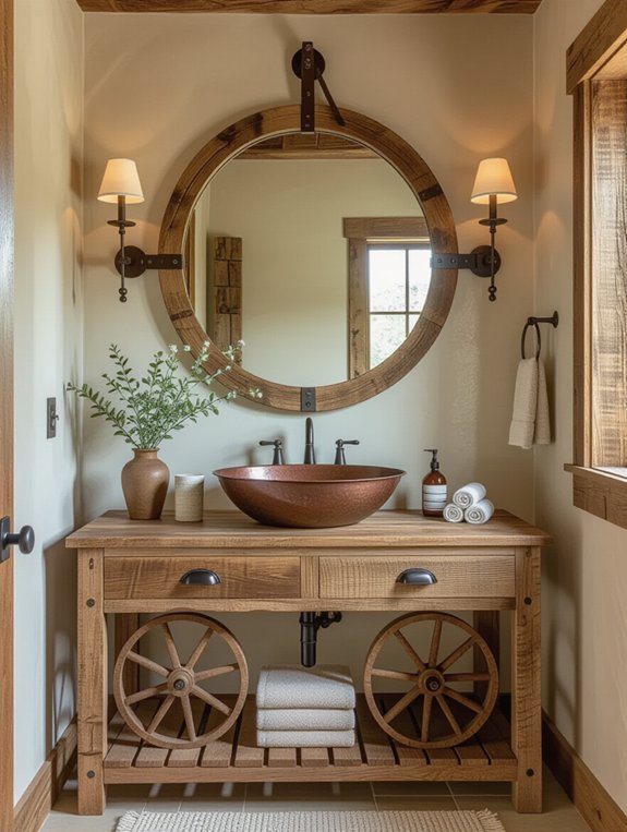 vintage wagon wheel mirrors