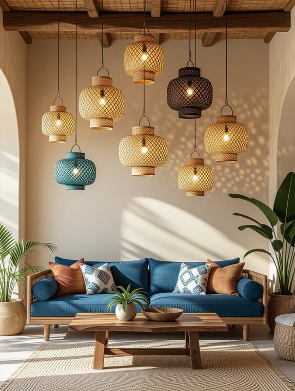 warm character with lanterns