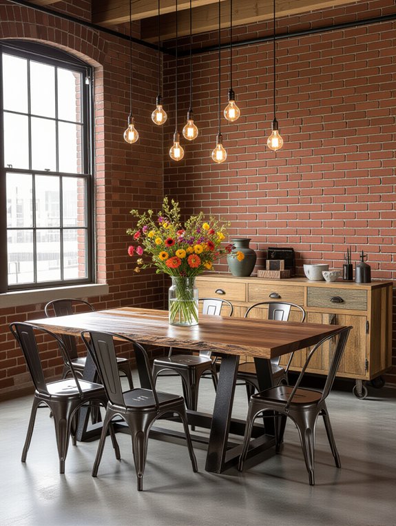 warm industrial dining ambiance