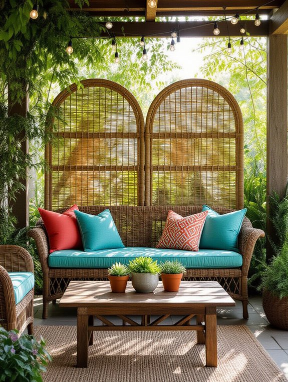 wicker privacy screen construction
