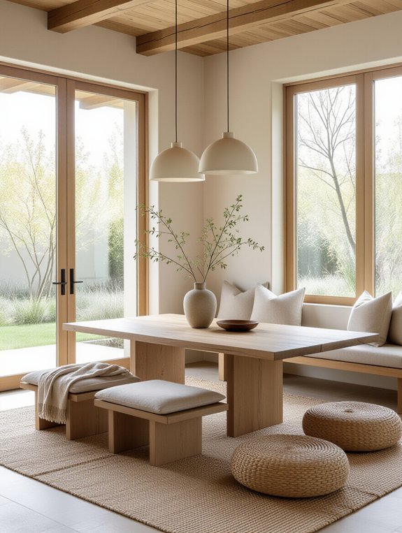 zen inspired serene dining ambiance