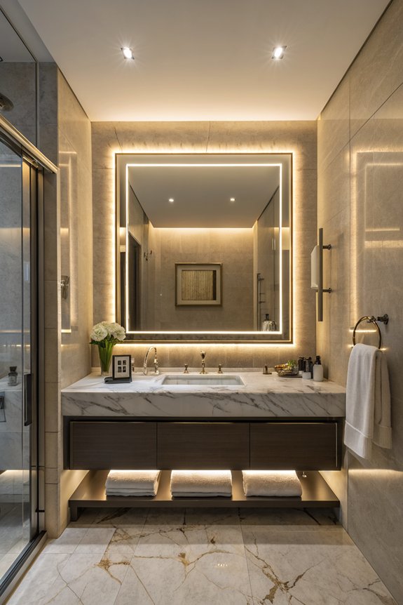 backlit mirrors enhance aesthetics