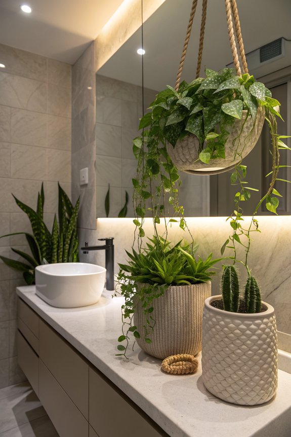 balanced bathroom plant arrangement