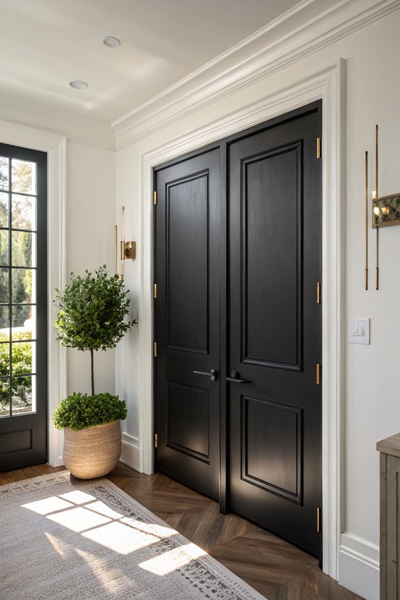 black doors bright contrasts