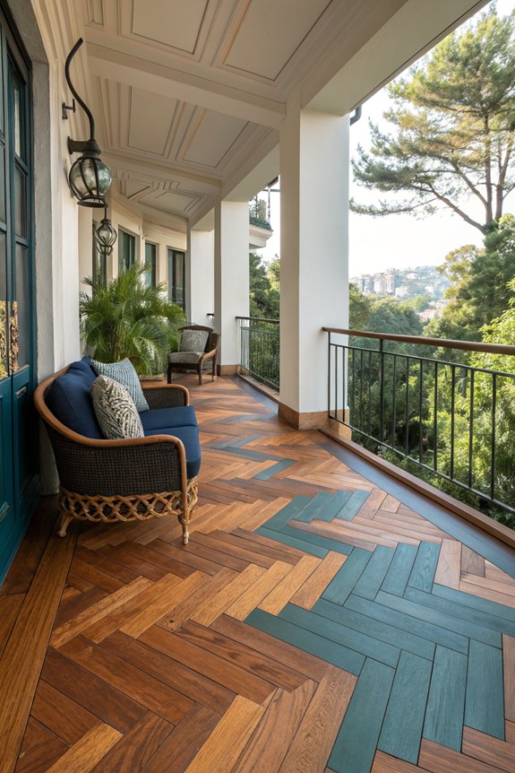bold balcony wooden flooring