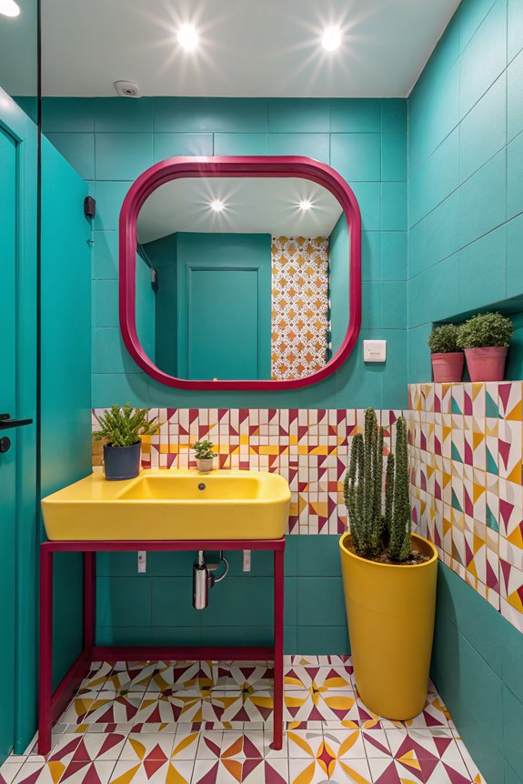 bold colors energize bathroom space