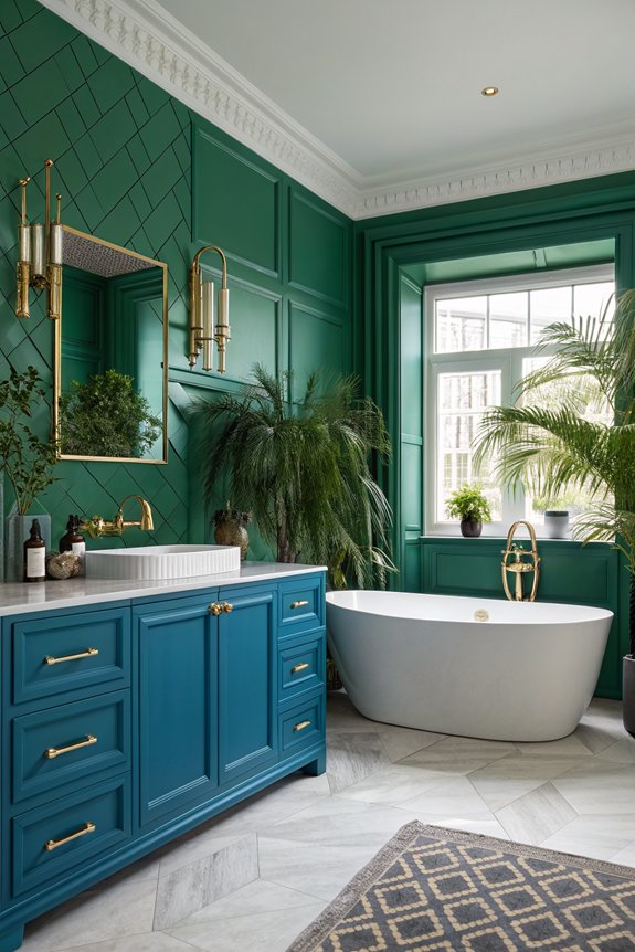bold colors energize bathrooms