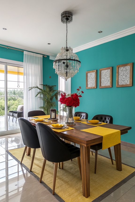 bold colors with black chairs