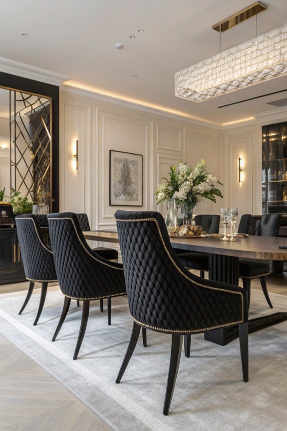 bold textured black chairs