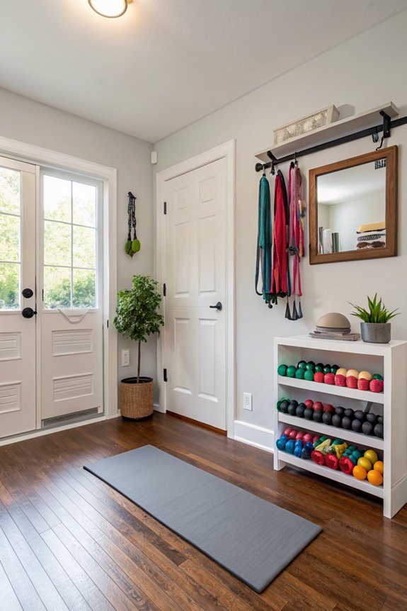 closet transformed into gym