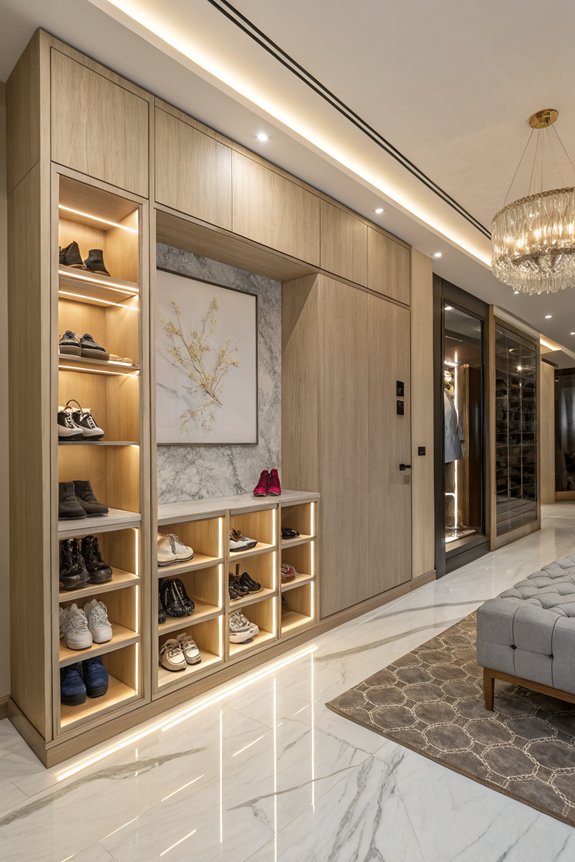 clutter free foyer shoe storage