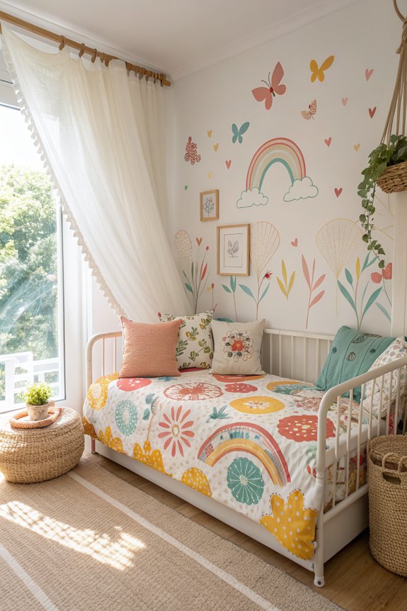 colorful bedding enhances atmosphere