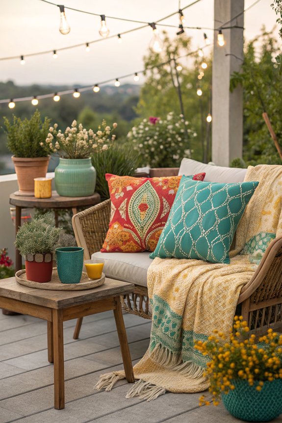colorful cushions and throws