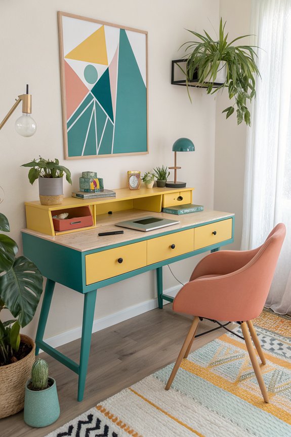 colorful desk design inspiration