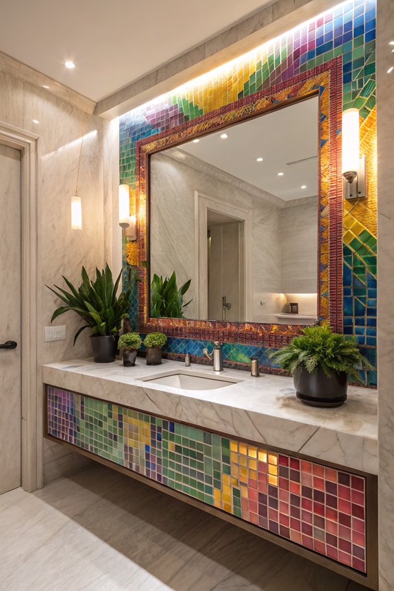 colorful mirrors enhance bathrooms