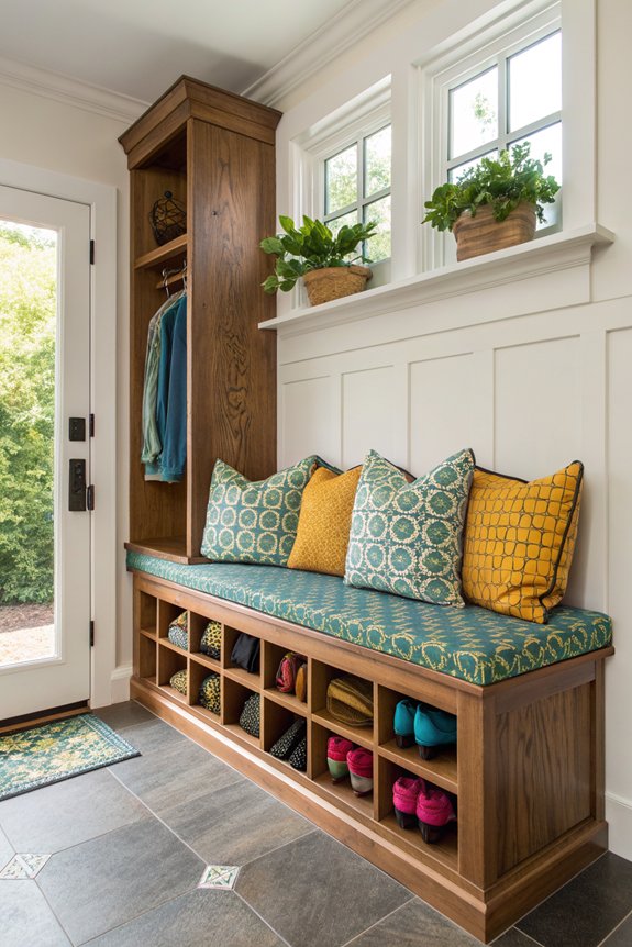 colorful mudroom bench ideas