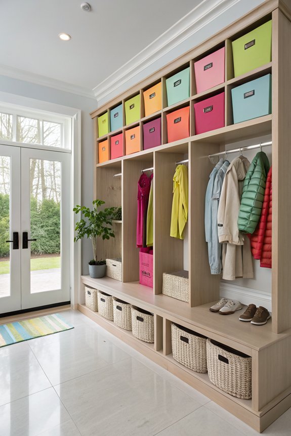 colorful mudroom organization solutions