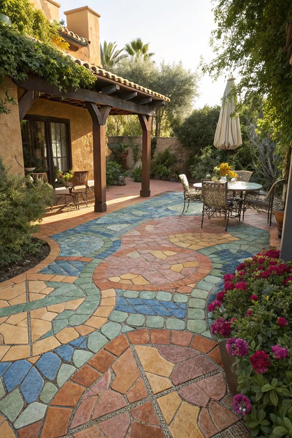 colorful paver patio design