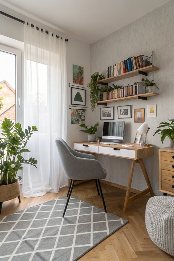 compact workspace in living room