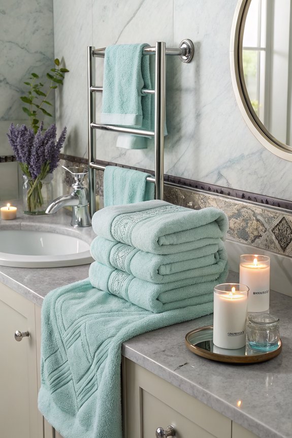 coordinated towels enhance decor