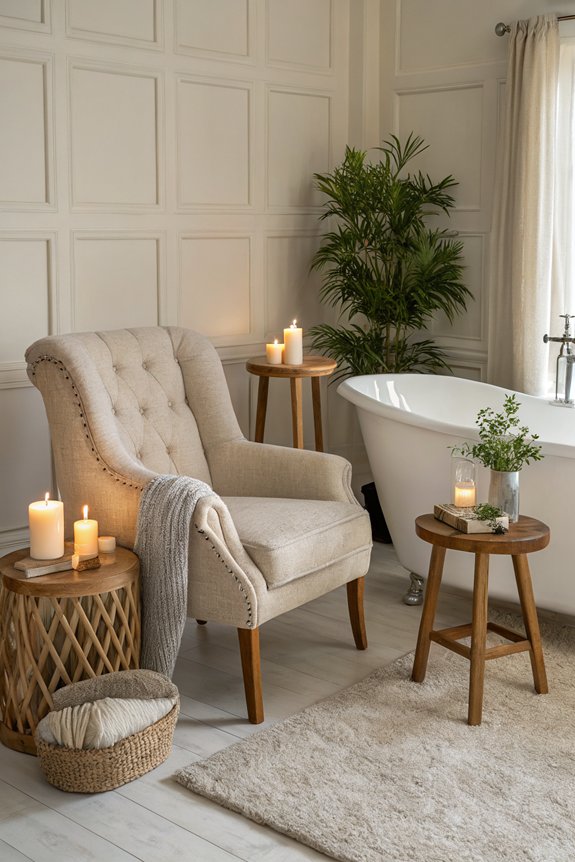 cozy bathroom seating options
