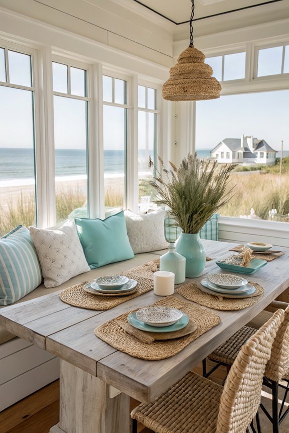 cozy beach inspired dining elements