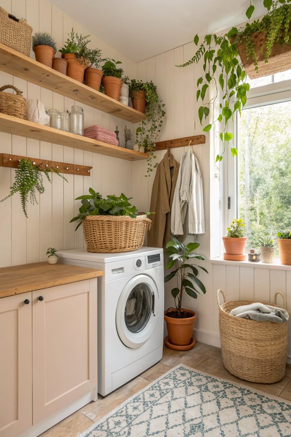 cozy laundry room greenery