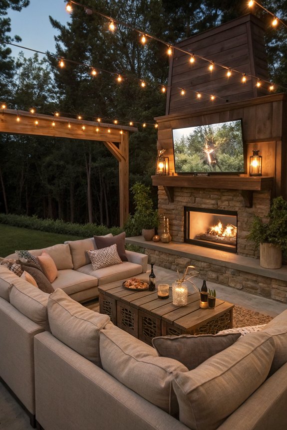 cozy outdoor movie lounge