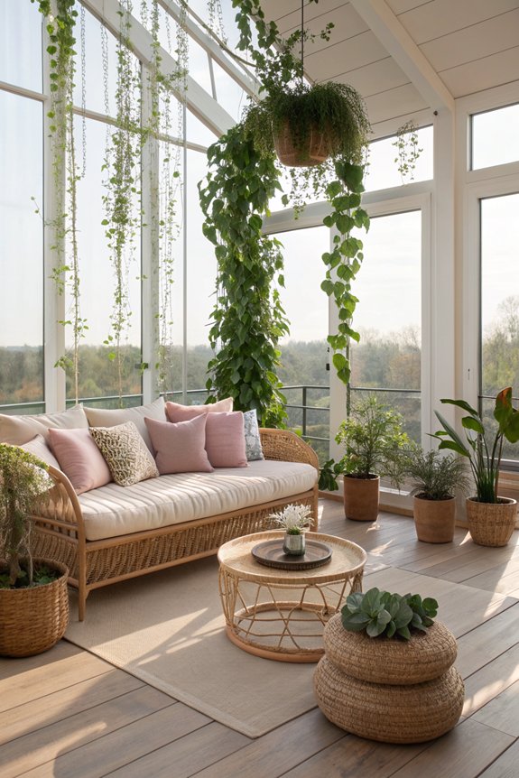 cozy sunroom seating arrangement