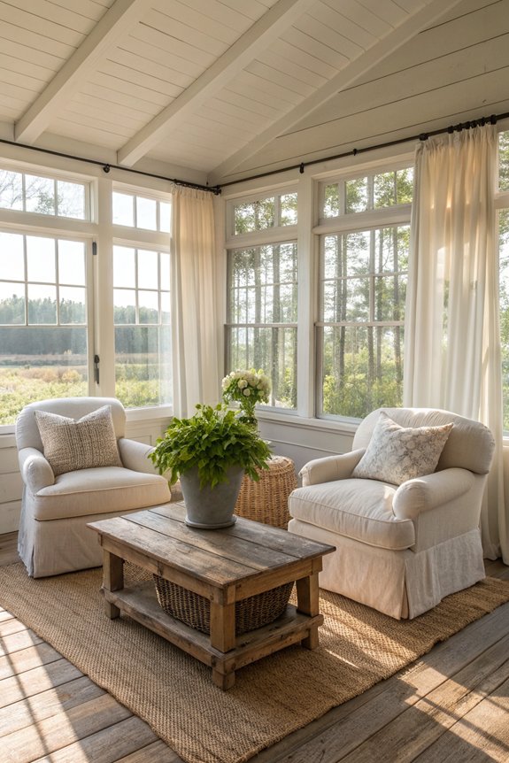 cozy sunroom seating arrangement