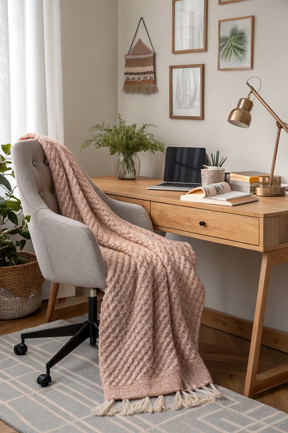 cozy workspace with textiles