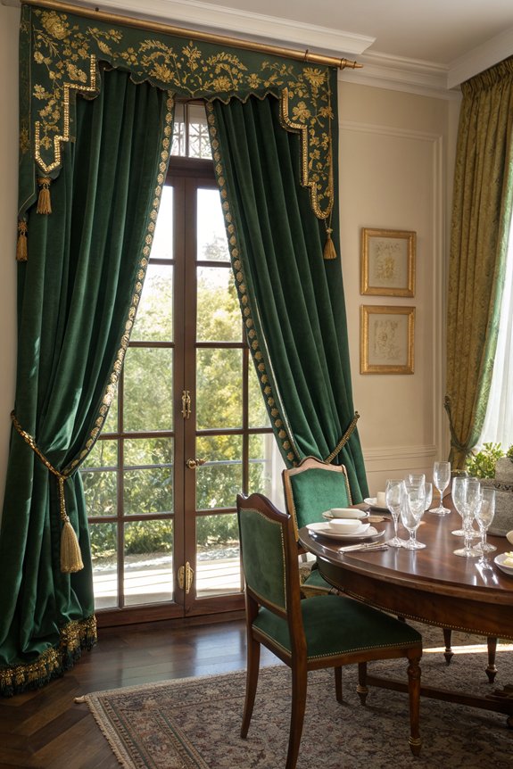 curtains complement dining table