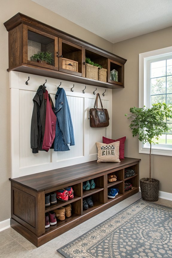 diy rustic mudroom bench