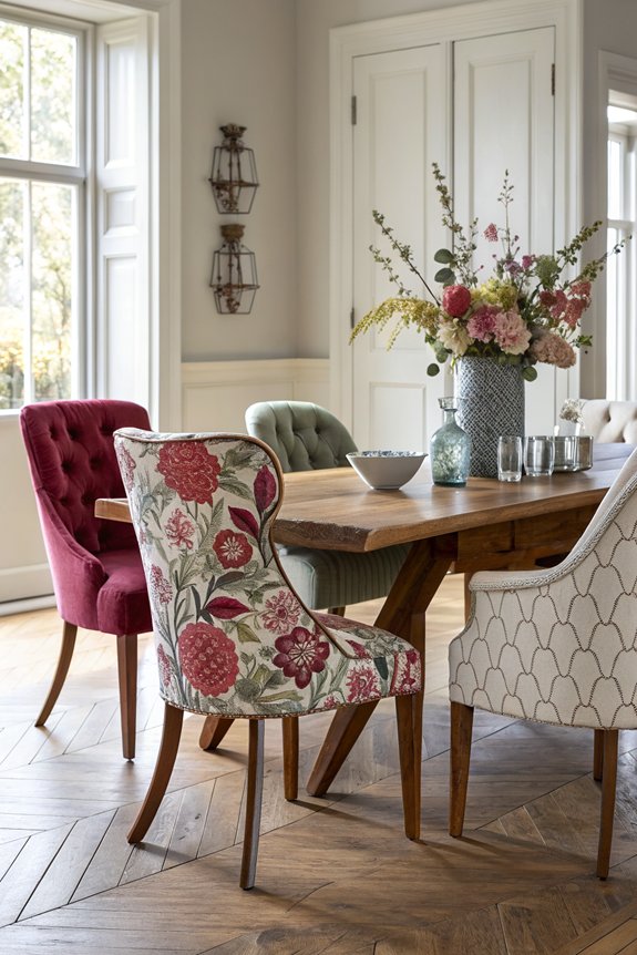 eclectic upholstered dining chairs