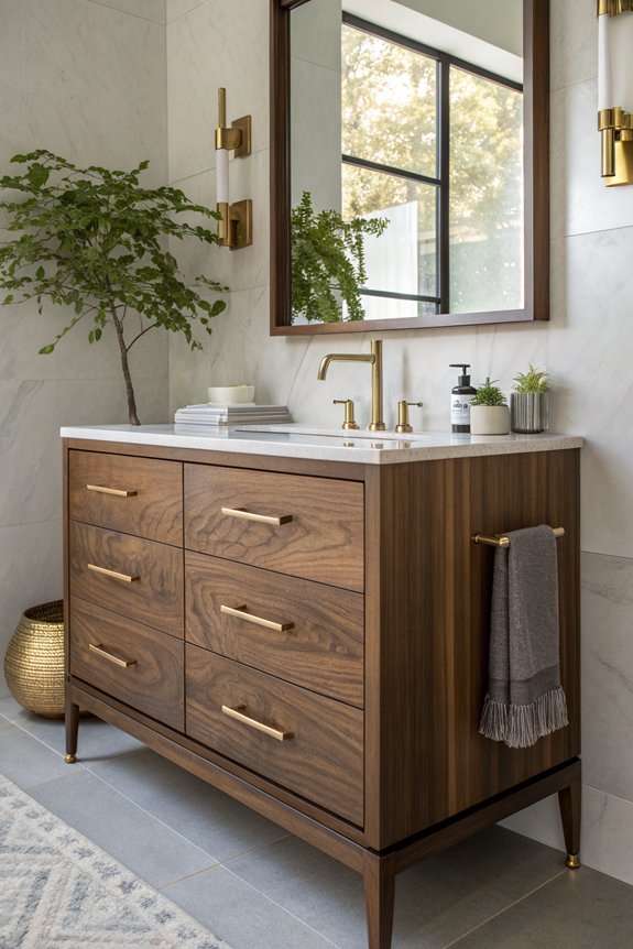 elegant minimalist walnut vanities