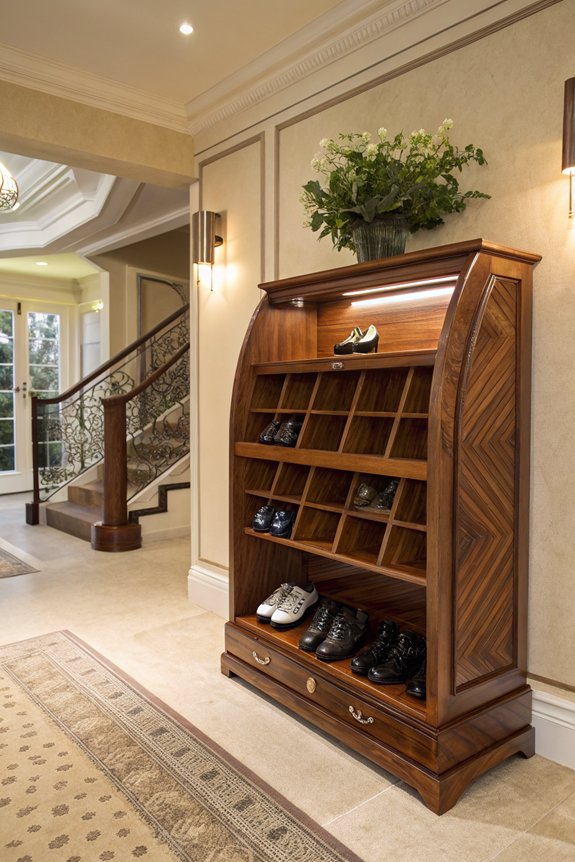 elegant wooden shoe storage