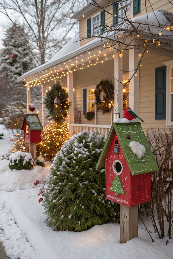 festive birdhouses attract wildlife